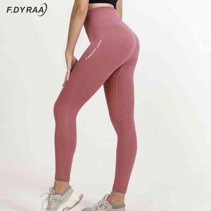 F.Dyraa Mage Control Yoga Pants Kvinnor Sömlösa leggings Fitness Gym Tights Push Up Sport Leggings High Waist Workout Sportswear H1221