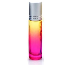 10PCS HOT 10CC Perfume Prov Refillerbar Gradient Färg Roller Glasflaska för eterisk olja 10 ml rullande glasbehållare fri