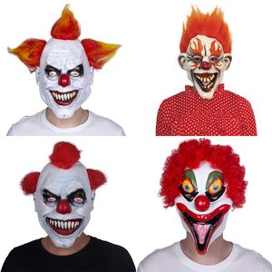 Funny Clown Scary Party Cosplay Latex Full Face Horror Mask With Hair For Adults Costume Props Mascaras Halloween