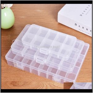 Boxes Bins Housekeeping Organization Home & Garden Drop Delivery 2021 10-24 Grid Plastic Cosmetic Jewel Bead Case Er Box Storage Container Ad