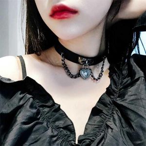 Chokers vintage gotiska punk hjärtlås choker halsband för kvinnor tonåringar flickor retro hiphop läder halsalce mode smycken gåvor