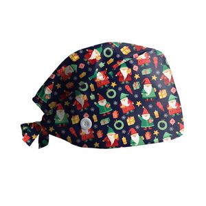 BERETS Multicolor Scrub Cap med knappar BOUFFANT HAT Svettband för kvinnors och herrtillbehör Justerbara sjuksköterskor