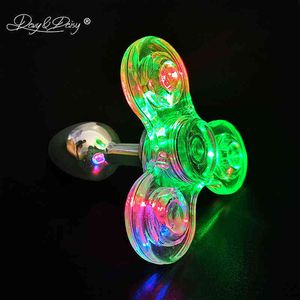 NXY Cockrings Anal Sex Zabawki Davydaisy Led Light Fidget Spinner Plug Plug Novel Zabawki dla par Seksowny Ze Stali Nierdzewnej AC126 1123 1124