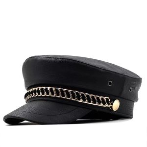 Berets tendência de inverno chapéus para mulheres estilo francês pu padeiro menino chapéu legal boné de beisebol preto gorras casquette