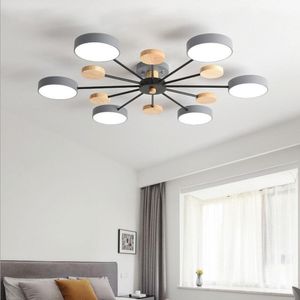 Chandeliers Nordic LED luz de madeira lustre luzes fáceis replac as lâmpadas para sala de estar luminárias de iluminação preto / branco / cinza