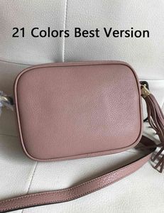 Designers21 Colors Beste Version aus echtem Leder Soho Disco Damen-Taschen mit kleiner Klappe, 20 cm, klassische Damen-Umhängetasche mit Quaste