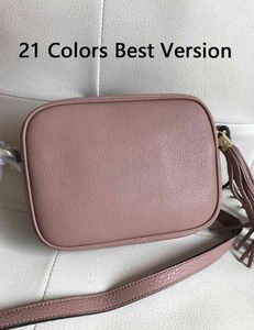 Designers21 Colori Migliore versione in vera pelle Soho Disco Borse piccole con patta da donna Borsa a tracolla classica da donna con nappa da 20 cm