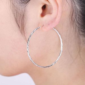 Hoop Huggie S925 Sterling Silber Schmuck mit modischen übertriebenen Ohrringen großer Kreis einfaches Geburtstagsgeschenk für weibliche Partygeschenke