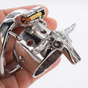 Massagem Cabeça de Bull Bull Cabeça Masculino Chastity Cajeiro Adulto Brinquedo Sexo Para Homens Bloqueio com 3 Tamanho Rodada e Anel Penis Arco