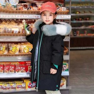 -30 New Warm kids Winter Parka Outerwear Teenager Outfit Children clothing faux Fur Coat Hooded Jacket for Girl clothes snowsuit H0909