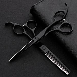 Hair Scissors Professional Japan 440 Steel 6 Inch Black Set Cutting Barber Salon Haircut Thinning Shears Hairdressing