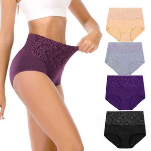 Bomull Underkläder Kvinnor Hög midja Underkläder för damer Briefs Tummy Control Panties C-sektion Recovery XXXXL Plus Size Underbyxor 211109