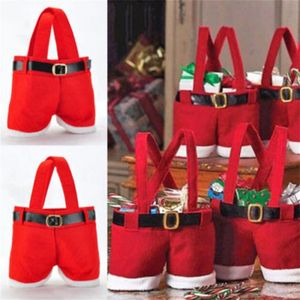 Storage Bags 1pc Merry Christmas Gift Treat Candy Wine Bottle Holder Santa Claus Suspender Pants Trousers Decor Cute