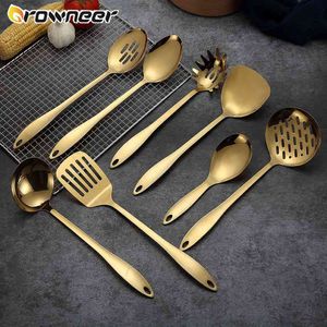 8 Stück Kochwerkzeug-Sets, Antihaft-Gold, Titan, Edelstahl, Küchenutensilien, Utensilien-Set, Löffel, Spatel, Koch-Servierwerkzeug 210326