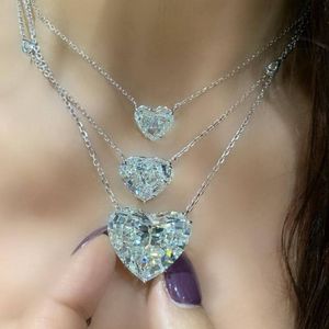 Wholesale heart cut diamond for sale - Group buy Heart Cut mm Diamond Pendant Real Sterling Silver Charm Party Wedding Pendants Necklace For Women moissanite Jewelry Gift