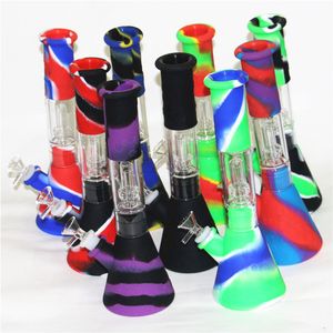 Bongs de silicone cachimbo de água cachimbo de água bong com acessórios para fumar e tigela de vidro dab rigs recuperam coletores de cinzas de quartzo banger concentrado dab canos de palha