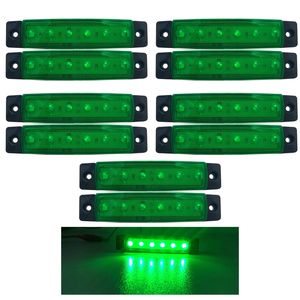 10Pcs Green 12V 24V 6 LED Side Marker Lights Car Bulbs Turn Signal Clearance Lamps Side Lights For Truck Trailer