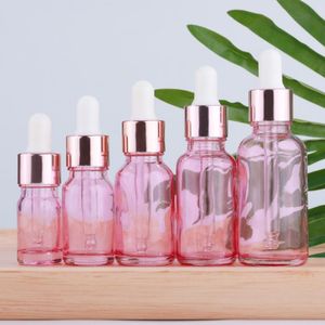 5-100m Pink Glass Bottles E liquid Ejuice Empty Dropper Bottle With Rose Gold Caps For Essential Oil