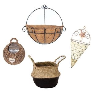 Handgefertigter Korb-Rattan-Blumenkorb, grüne Rebe, Topfpflanzer, hängende Vase, Behälter, Wandpflanzkorb für den Garten, cgb01 210712