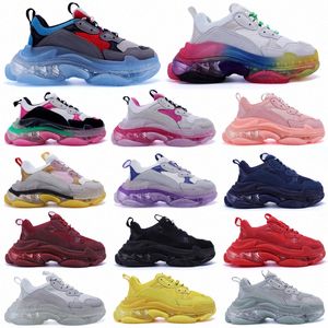 OG 17FW Paris Sneakers Mens Women Casual Shoes Triple S Clear Sole White Green Black Red Rainbow Sports Outdoor Dad Shoe
