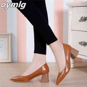 Dress Shoes Pumps European style time simple comfortable high heels new pointed thick heel shoes pu single wild women's 220303