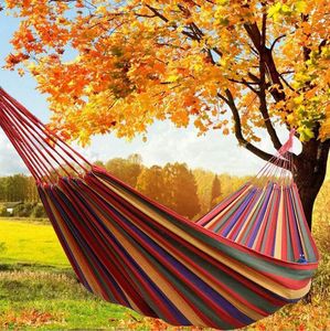 new Colorful hammock 2 sizes hamac outdoor leisure bed hanging beds double sleeping canvas swing hammocks for camping hunting EWF7880