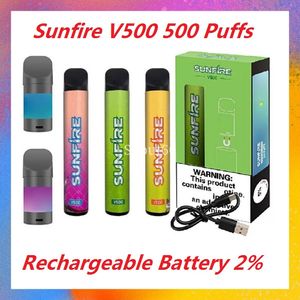 Original Sunfire V500 Rechargeable E Cigarettes Appareils de cigarettes bouffées de vape Pen mah Batterie ML Cartouches de bobine verticale pré remplies