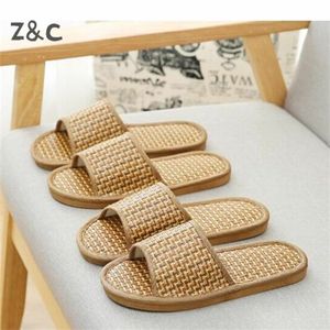 Legal no estilo chinês de verão bambu tapetes de palha de rattan chinelos para homens e mulheres indoor slip-prova sandálias caseiras sapatos 2021 y1120