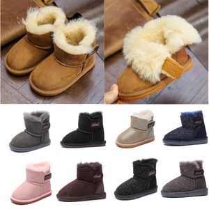 Sheepskin Winter Kids Shoes Genuine Leather Snow Boots for Toddlers Boots With Bows Children Footwear Boy Girls Keep Warm Boots 22-34