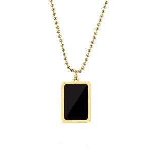 Pendant Necklaces Ajojewel Black Acrylic Square Necklace Titanium Steel Couple Jewelry Accept Customized Laser Lettering