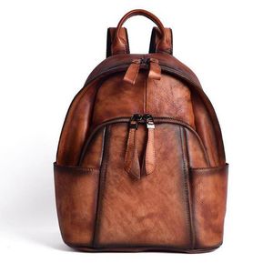2021 حقيبة مدرسية خمر للنساء جلد طبيعي كبير الإناث حقائب الكتف السيدات السفر daypack mochilas