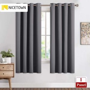 NICETOWN 1PC Blackout Curtain Drape Painel Três passe Microfibra Redução de Redução de janela isolada térmica Drape para sala de estar 210712