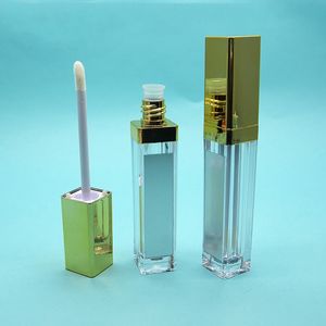 Wholesale 7ML LED Empty Lip Gloss Tubes Refillable Bottles with Mirror Square Clear Bottle Lipgloss Container Plastic Makeup Packaging tube