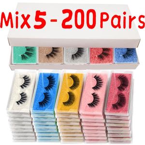 Falsche Wimpern MB Mink Lashes Großhandel 5/50/100/200 3D-Set Luxus dramatische Faux Cils Cruelty In Bulk Buntes Kartenauge