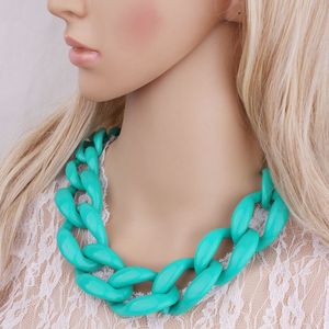 Boho Large Thick Chunky Choker Necklaces Colors Women's Massive Statement Jewelry Big Acrylic Resin Chain Necklace NK1001
