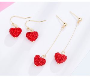 Long Tassel Dangle Chandelier Korean Style Supere Little Heart Peach Chinese Red Earrings Simple Fashion Pearl Earring Flash Exquisit