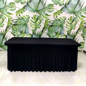 Tabela stołowa 6FT Solid Prostokąt Dopasowany Stretch Spandex Cover Tablecloth Lycra Długi bar dla El Event Party Decoration