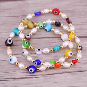 5 pcs pulseira colorida para mulheres 2020 Chic Turkish Eye Bracelets Bohemian Summer Beach Pearl Jóias