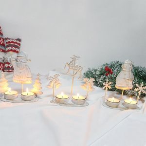 Candle Holders Retro White Iron Christmas Tea Light Decorations Stand 87HA