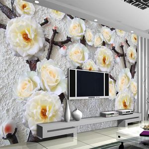 Anpassad storlek 3D Stereo Relief Yellow Mural Fashion Interior Flower Design Fotvägg vardagsrum självlime tapet