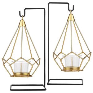 Portacandele 2 pezzi portacandele in oro, supporto conico in metallo decorativo per la decorazione domestica