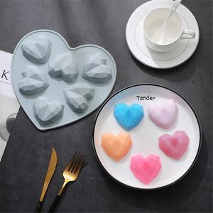 6 även hjärtformad silikonkaka mögel diy choklad pudding formar is kub bricka bakning verktyg fondant desserter dekorera