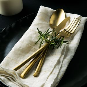 Cutelaria de ouro europeu conjunto vintage bife dourado faca e forquilha aço inoxidável de aço de jantar coreano