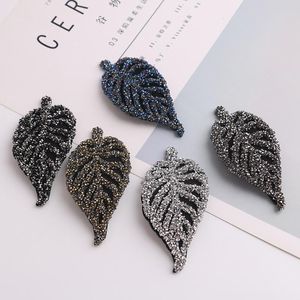 Ankunft Volle Kristall Blatt Haarnadel Frauen Mode Hairwear Schmuck Glänzenden Strass Blätter Haar Clip Retro Schwarz Barrettes Clips