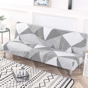 Universal Fold Armless Soffa Bäddsoffa Folding Seat Slipcover Modern Stretch Cover Couch Protector Elastic Futon Cover 211102