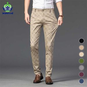 7 Color Classic Men's Plaid Casual Pants Luxury Spring Summer Fashion Business Cotton Stretch Straight Trousers Male 211112