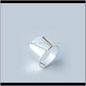 JewelryReal 925 Sterling Siery Biżuteria Band Wedding Wide15mm Oświadczenie Pierścionki dla kobiet Mężczyźni Prosty Nieregularny Ring Drop Dostawa 2021 8 Hzkn