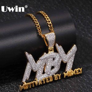 UWIN Motiviert durch Geld Brief Halskette Gepflastert Iced Out AAA Zirkonia Kette Männer Frauen Hiphop Schmuck Anhänger X0509