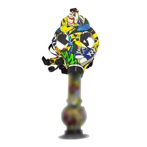 Mehrfarbige Silikon-Bong-Maske mit Acryl-Rauchpfeife, Bohrinsel, Rauchzubehör aus Glas für Wasserpfeifen im Einzelhandel