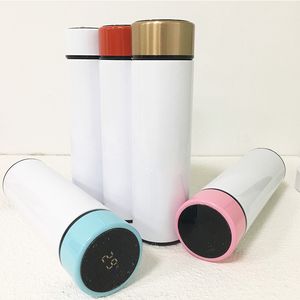 Sıcaklık Ekran Akıllı Su Şişesi Süblimasyon LED Dokunmatik Ekran Skinny Tumbler Akıllı Çift Duvarlı Vakum Kettle Sevgililer Günü